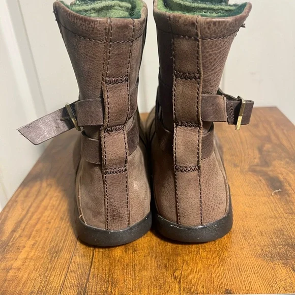 Chaco Hopi Boots Sz 10 Waterproof Leather Wool Buckle Strap Brown Green Ankle - Picture 4 of 8